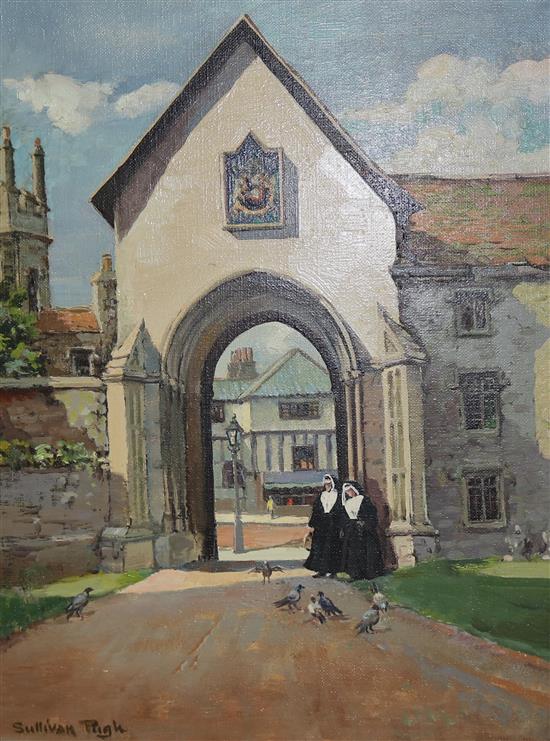 Sullivan Pugh, oil, Nuns by a gateway